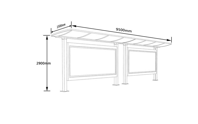 不锈钢公交站台候车亭尺寸图
