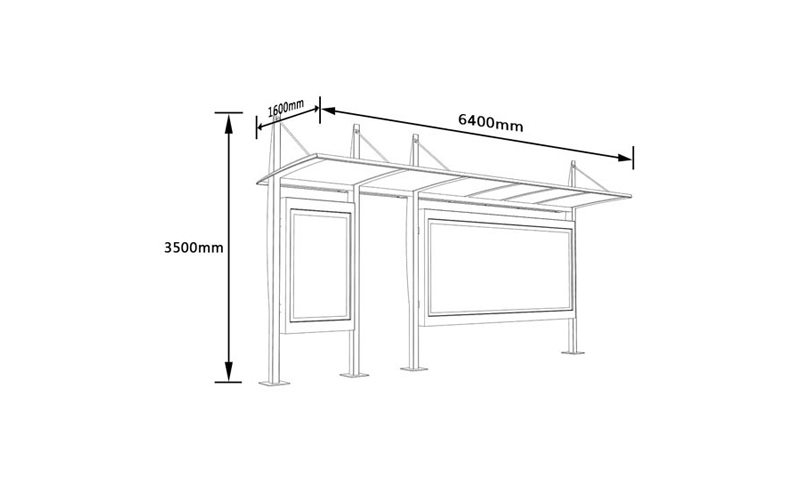 不锈钢公交站台亭制作尺寸图