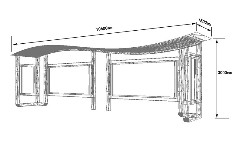 弧形玻璃项棚公交车站候车亭尺寸